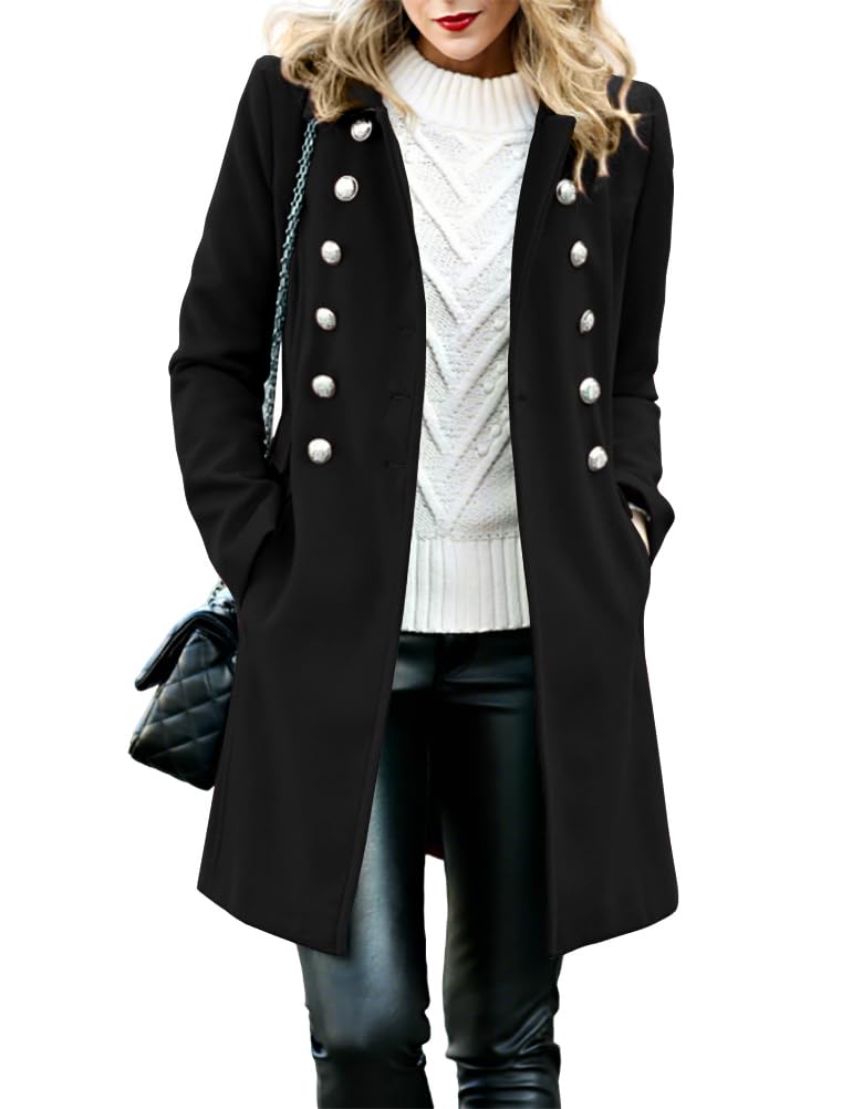 idealsanxun Womens Wool Coat Fall Winter Double Breasted Trench Coat Jackets-picture-31