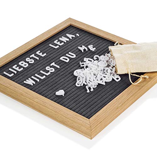 Buchstabenbrett Letter Board aus Holz 27 cm - Rillentaffel Buchstabentafel Felt Memoboard