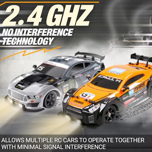 Image of Liberty Imports RC Drift Car 1 /16 2.4GHz 4WD Remote Control Sport Racing On-Road Vehicle with LED Light, Batteries and Drift Tires (Orange)