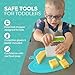 Tovla Jr. Toddler Cutting Set – Real Kids Knife & Chopper with Safety Gloves, Peeler & Visual Recipe Book – Montessori Cooking Tools Ages 3–8, Premium Gift for Kids