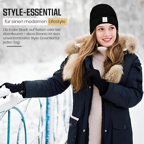 DANAEST Kuschelige Strickmütze – Fold-up Cuff, urbaner Look, warm & bequem – Oliv Meliert