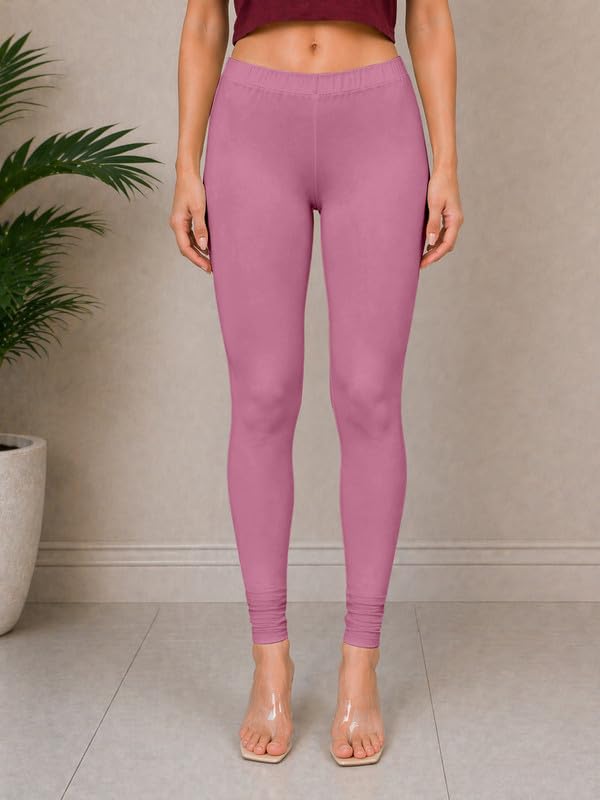Image of TRENDMALLS Women's Microfiber Elastane Stretch Soft Churidar Length Leggings with Ultrasoft Waistband