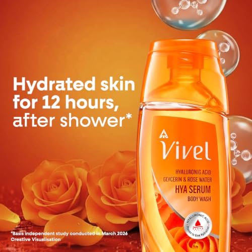Image of Vivel Hya Serum Hydrating Body Wash 200ml|Hyaluronic Acid, Glycerin & Rose Water|Deep Intense Daily Hydration Shower Gel|Improve Dry Rough Skin Texture |Dermat Recommended |No Paraben|For Men & Women