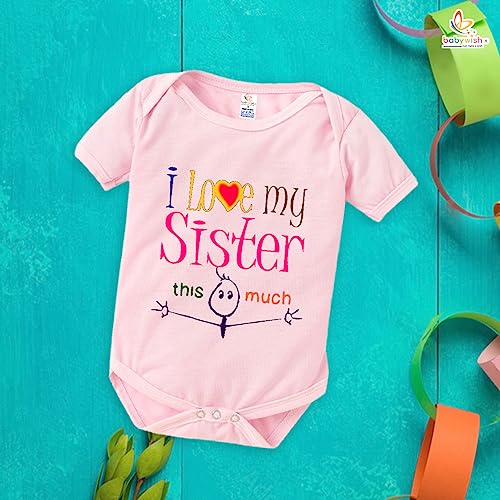Image of baby wish RakshaBandhan Romper for Kids Rakhi Bodysuit Brother Sister Matching dress my 1st rakshabandhan gift Half Sleeve Unisex Romper Red Romper I LOVE BROTHER