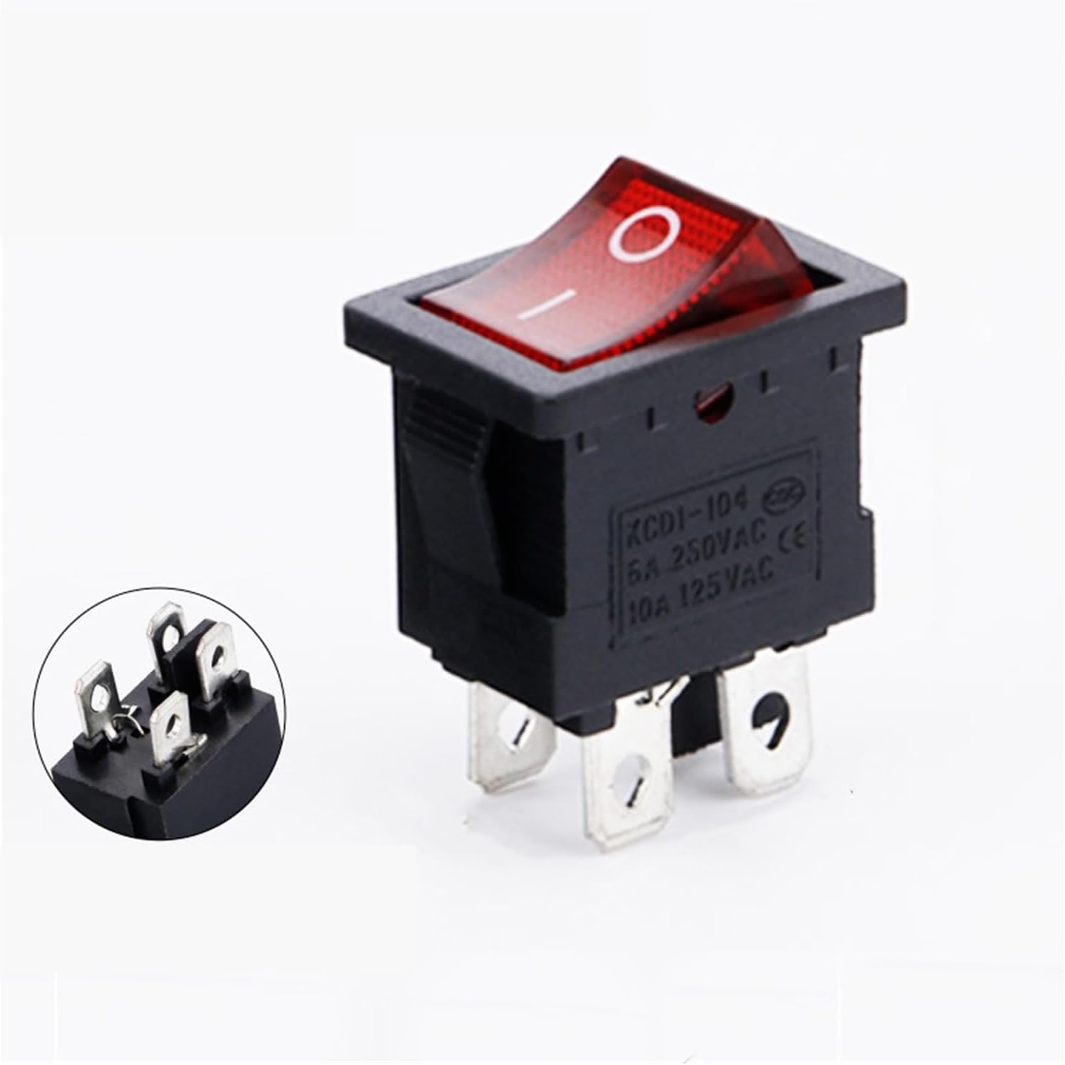 5 PCS/LOT 12Models KCD1 Series 21 * 15mm 3/4/6Pin Boat Car Rocker Switches 6A/250VAC 10A/125V AC with Red Green Lamp Switch(102 Black No Lamp,10PCS)