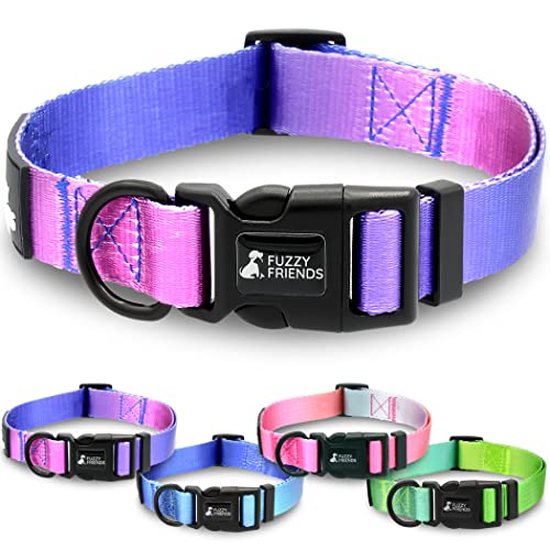 Tie Dye Dog Collar 8 Fuzzy Friends - Purple Mood Ombre Dog Collar with Optional ...