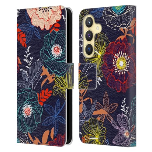 Funda de cuero tipo libro con líneas de colores para Samsung Galaxy S24 5G