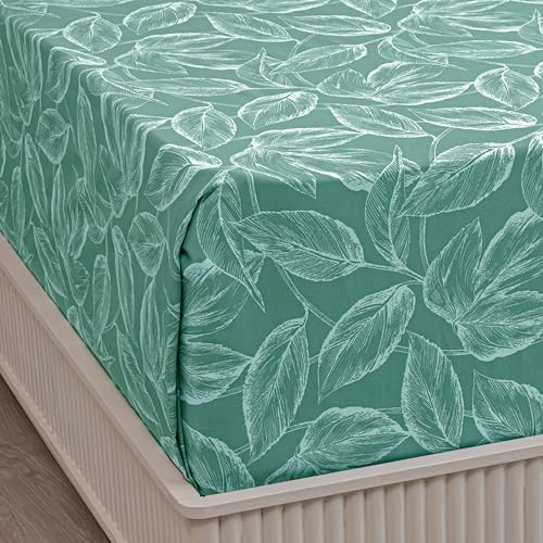 Image of HOMEMONDE Double Bedsheet 84 x 90 Inch Premium Cotton 210 TC Luxurious Printed Flat Sheets with 2 Pillow Covers, Perfect for Home Decor & Gifting - Aqua Blue