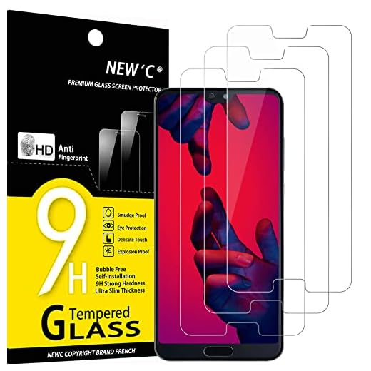 NEW'C 3-pack skärmskydd med Huawei P20 Pro – Härdat glas HD klar 9H hårdhet bubbelfritt