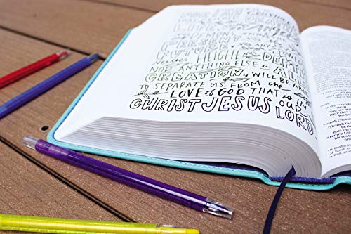 NIV, Beautiful Word Coloring Bible for Girls Pencil/Sticker Gift Set, Updated, Leathersoft over Board, Teal, Comfort Print: 600+ Verses to Color