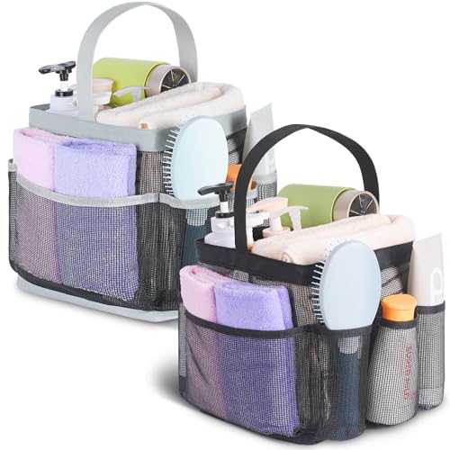 Image of EUDELE 2 Pack Mesh Shower Caddy Portable for College Dorm Room Essentials, Shower Caddy Dorm with 9-Pocket Large Capacity,Shower Bag for Beach,Swimming,Gym