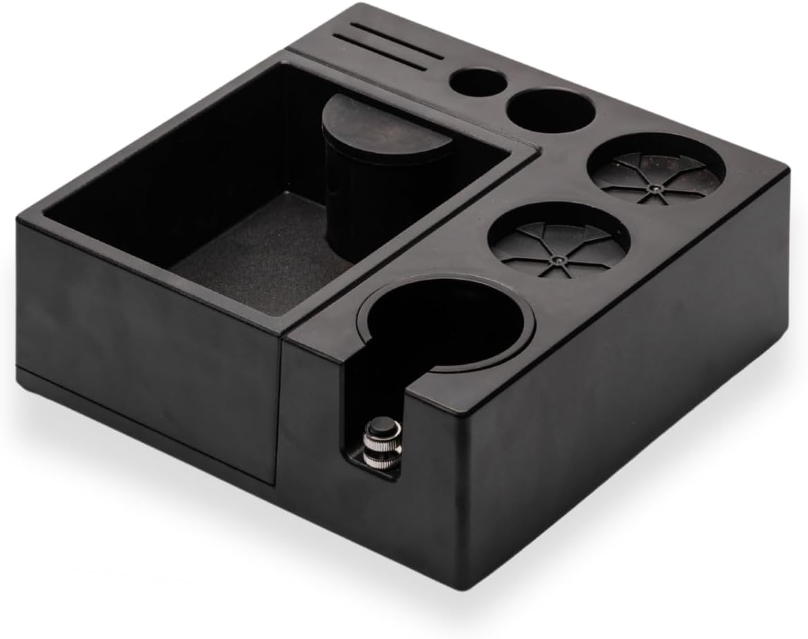 Multifunctional Espresso Tamping Station with Knock box| Universal Fit Espresso Accessories Organizer| Barista Tool Organizer for 51 54 58mm Portafilter, Tamper, Distributor & Puck Screen
