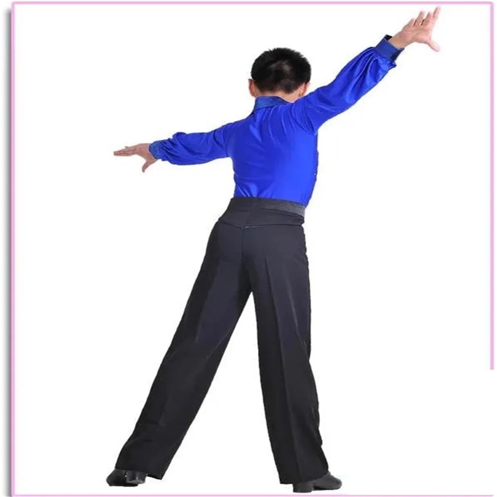 Latein Tanzhosen for Herren Schwarze Farbe Professionelle Männer Latin Dance Hosen Spandex Jungen Ballroom(17 Waist 55CM)