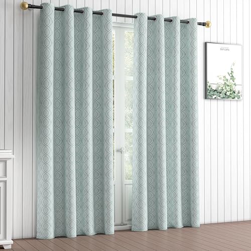 Image of Yellow Weaves 1 Pc Jacquard Oval Eyelet Long Door Curtain - Perfect for Home, Office, Bedroom, Living Room & Balcony - 7 Feet (Sky Blue)