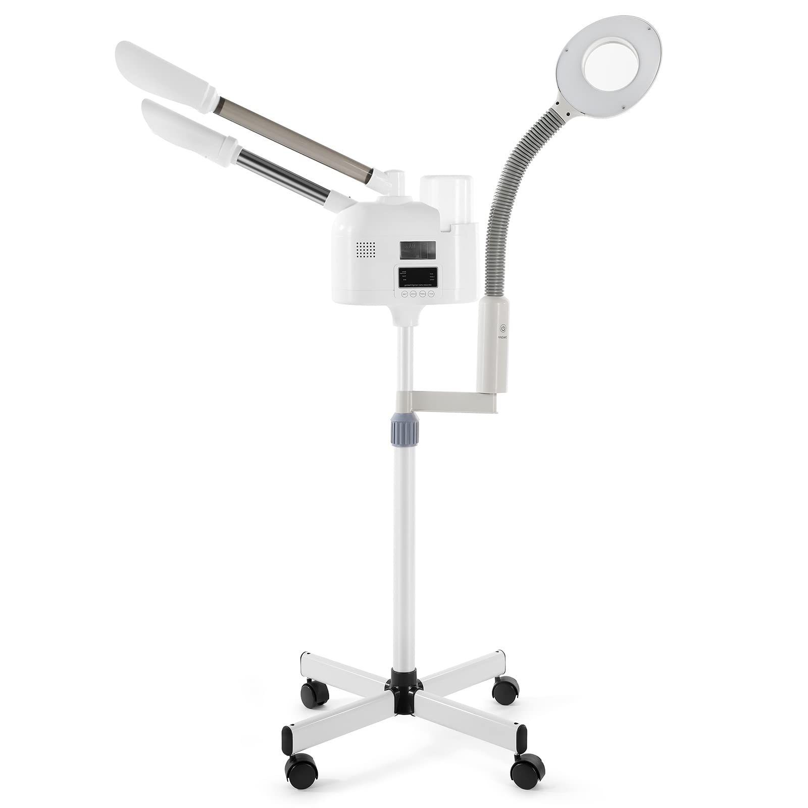 Professional Facial Steamer 3 in 1 Steamer for Face with Hot & Cold Nozzle 5X LED Magnifying Lamp Facial Steamer for Esthetician Beauty Face Equipment Use at Home or Salon