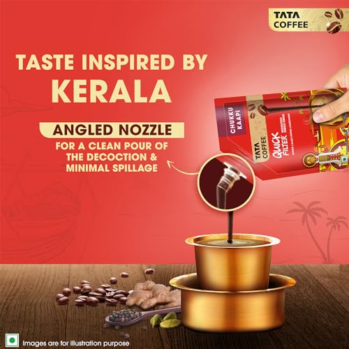 Tata Coffee Quick Filter Decoction Premix Liquid, Chukku Kaapi, 200ml, Black Coffee with Spices and Added Jaggery, Chicory Decoction with Jaggery(80% Coffee and 20% Chicory), With Ginger, Black Pepper & Cardamom, No Milk & Sugar Required