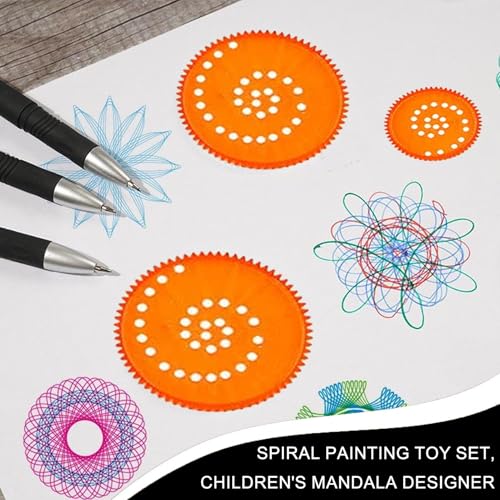 IENHDK 28 Stück Spiral Designer,Multifunktionales Spirograph Set,Mandala Designer,Spiral Drawing Spielzeug Set,Kunststoff-Malvorlagenlineal für DIY-Kunsthandwerk und Skizzen
