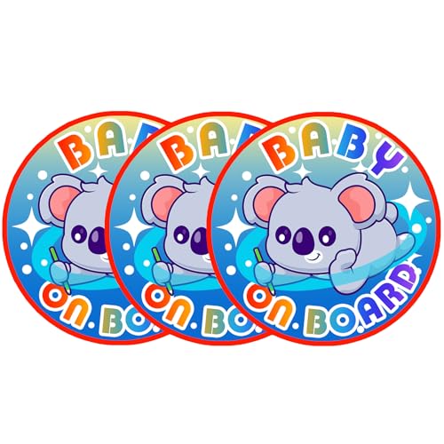 Image of Baby on Board Magnet for Car, Reflective Babies on Board Magnetic Sticker Car Sign, 3 Pack Waterproof Kids Safety First Warning for Parents (Blue Koala)