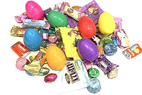 Pre-filled Plastic Easter Eggs Chocolate Candy Basket Stuffers, Hershey MM Mars 25ct