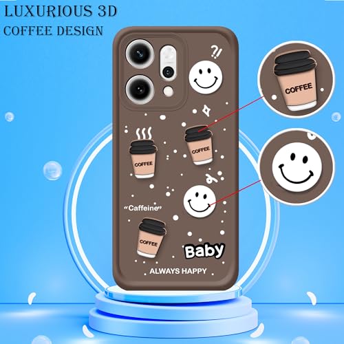 Image of amazon basics Back Case Cover Compatible for Oppo Reno 14 Pro 5G | Cute Fun Cartoon 3D Ball | Coffee Silicone Case | Camera Protection | Body Protection | Shock Proof | Color Brown
