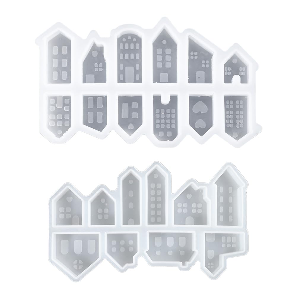 Vjsujehgy House Shaped Candle Mold Silicone House Candle Soap Molds for Epoxy Resin Casting Window Design for Soy Wax Candles