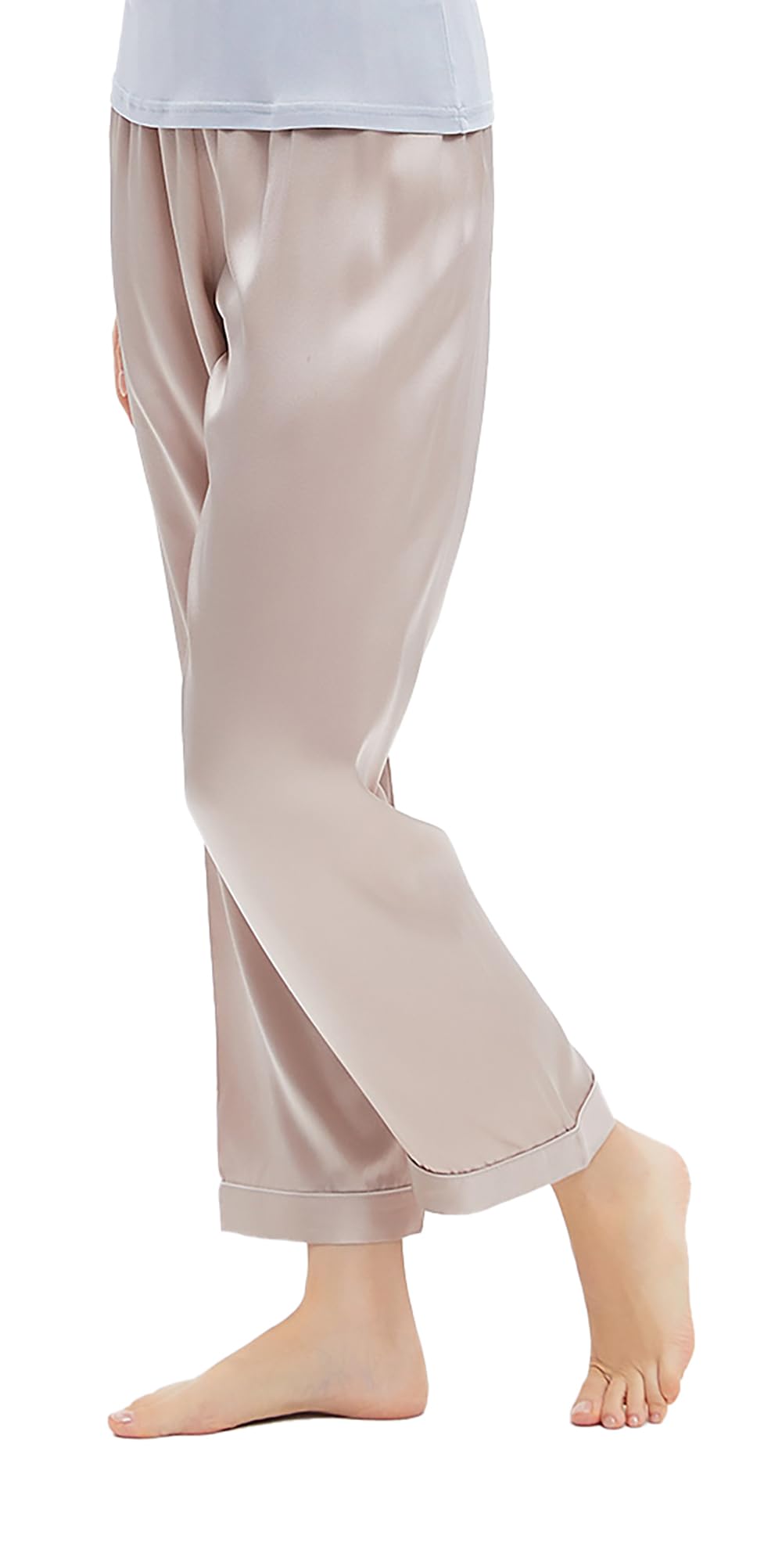 Women Pure Natural Mulberry Silk Long Pajama Pants Ultra-Soft Comfy Lounge Pants Silk Pajama Bottoms