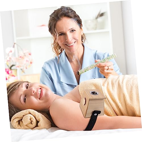 Caja portátil de moxibustión de bambú, dispositivo para terapia con calor ligero y elegante para aliviar molestias en rodilla, cuello y hombros, uso doméstico miniatura 5