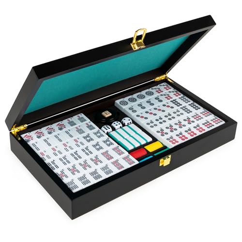 Spin Master Games Legacy Deluxe Mah Jong Classic Game with Two-Toned Tiles and Lined Wood Storage Case, Family Game for 4 Players Ages 8 and Up