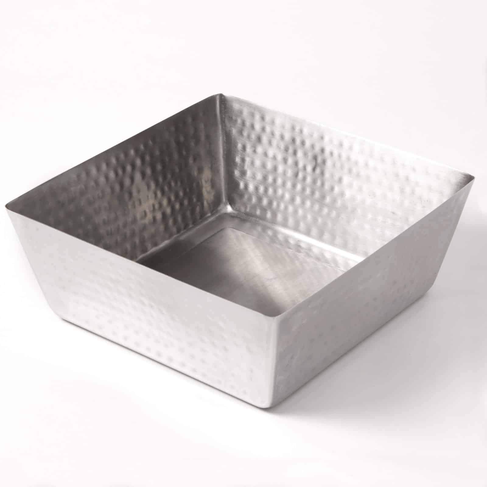 Stainless Steel Hammered Square Bowl by American Metalcraft – 7"SQ X 3-1/4"H, 254.0 ounces, Stainless Steel, Silver, Model SSQH117