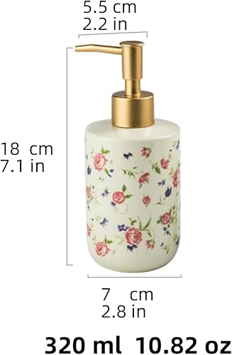 Miniatura 5 de Elegante dispensador de jabón de manos de cerámica recargable, vintage, rosa, baño, cocina, baño, encimera, platos, jabón y loción, dispensador de
