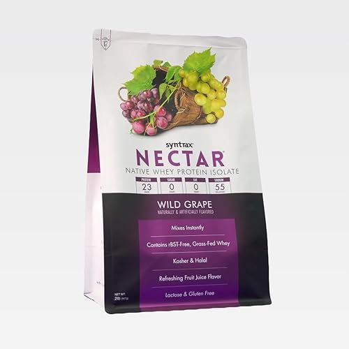Miniatura 2 de Syntrax Nutrition Nectar, 100% proteína aislada de suero en polvo, sabor refrescante de jugo de fruta, uva silvestre, 2 libras