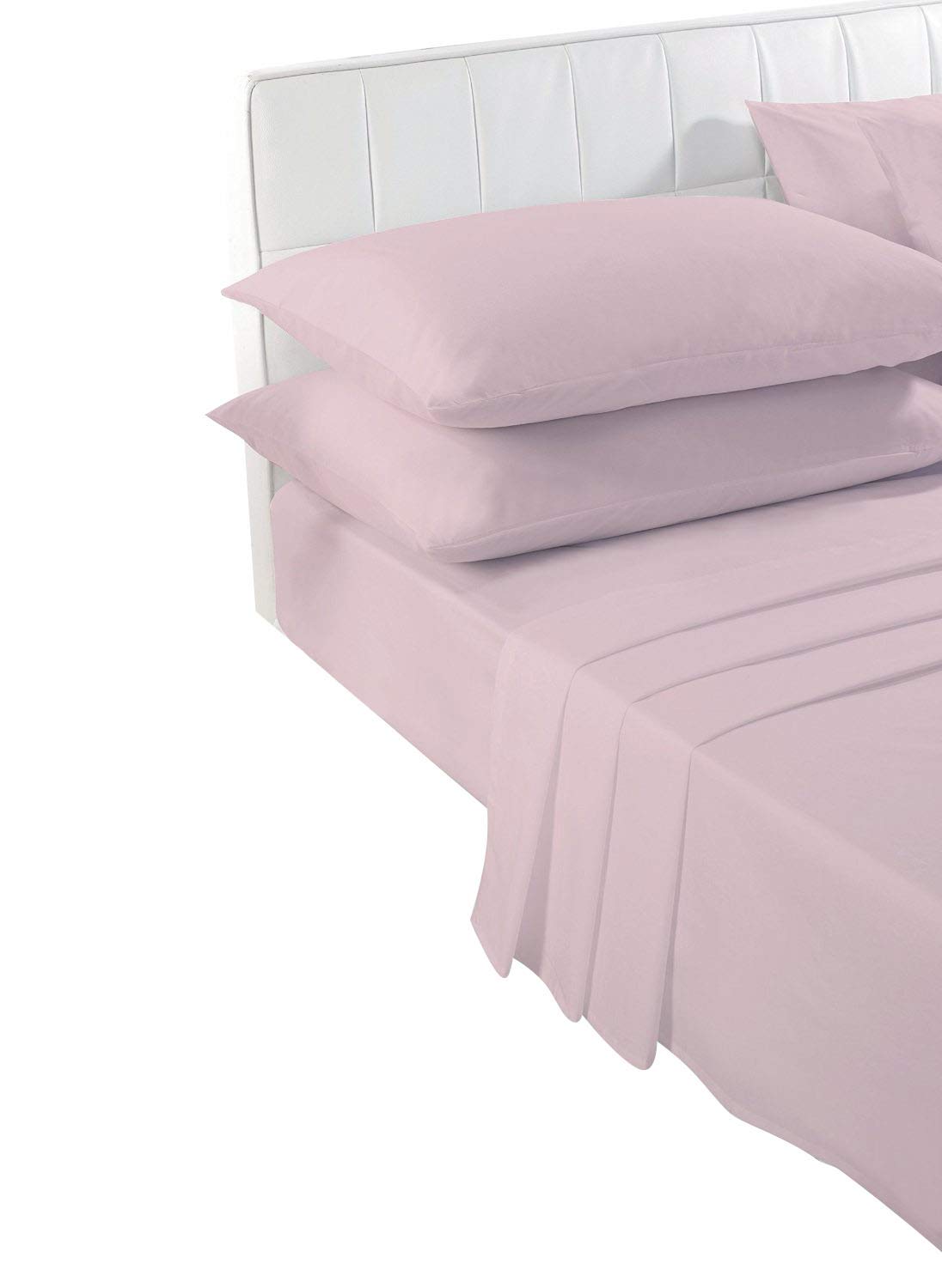 Voice7 Pink Double FLAT Bed Sheet - Plain Dyed Poly Cotton Percale Quality Flat Sheets (Pink - Double Flat)