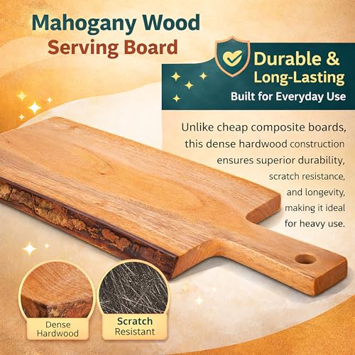 Tabla de cortar sólida de madera con mango, 14 x 5 pulg miniatura 4