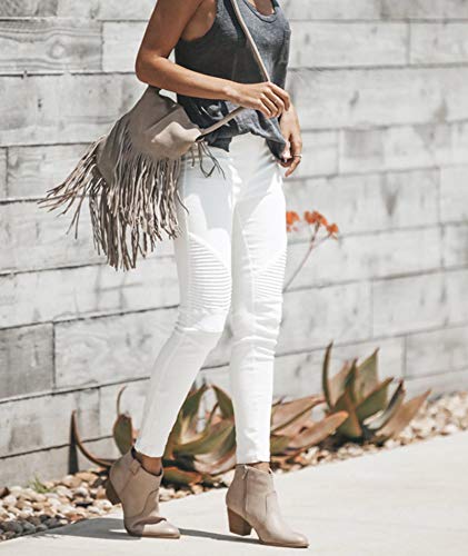 ECDAHICC Women‘s High Elastic Waist Demin Pants Pull On Skinny Ruched Legging Jeans Butt Lifting Slim Pencil Trousers3