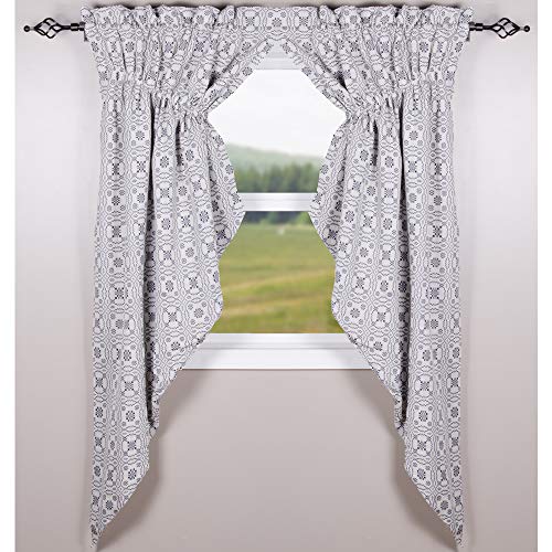 Creamindigoloversknotjacquardgatheredswag72x63 Urban Country Home Decor Creamindigo lovers knot jacquard gathered swag72 x 63 urban country home decor