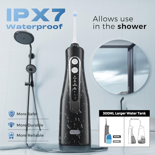 Portable Water Dental Flosser – Powerful 300ML Cordless Oral Irrigator (4 Modes, IPX7 Waterproof) - Image 6