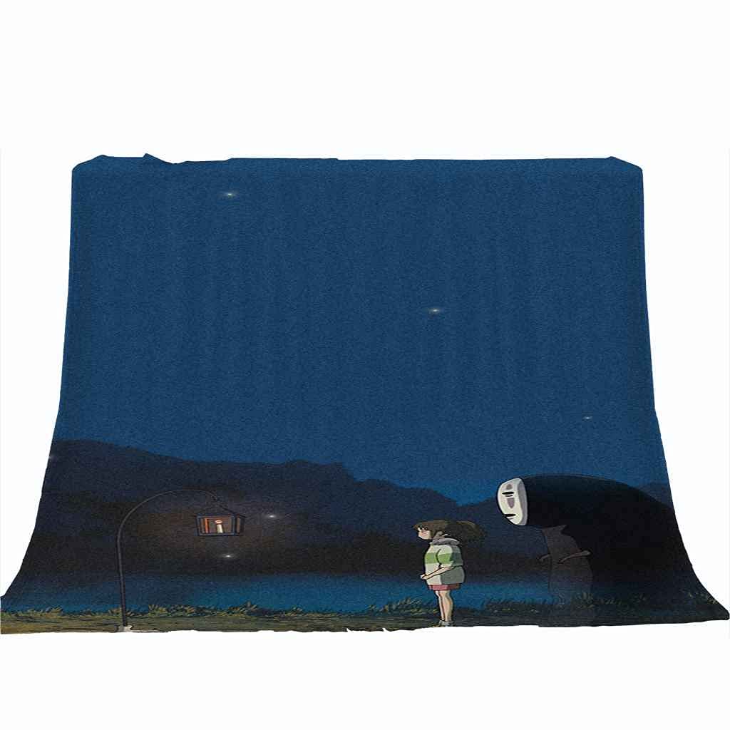 Couverture Polaire Fille Animation Bleue Plaid Lit Canapé