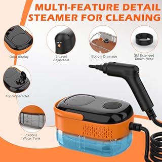 Koutop Steam Cleaner for Home & Car-Portable Handheld Steamer for Cleaning with 3-Level Handle, 15s Heat-Up, Large Tank, 16 Accessories - Clean Grease, Grout, Tile, Floor, Couch, Dirt, Furniture