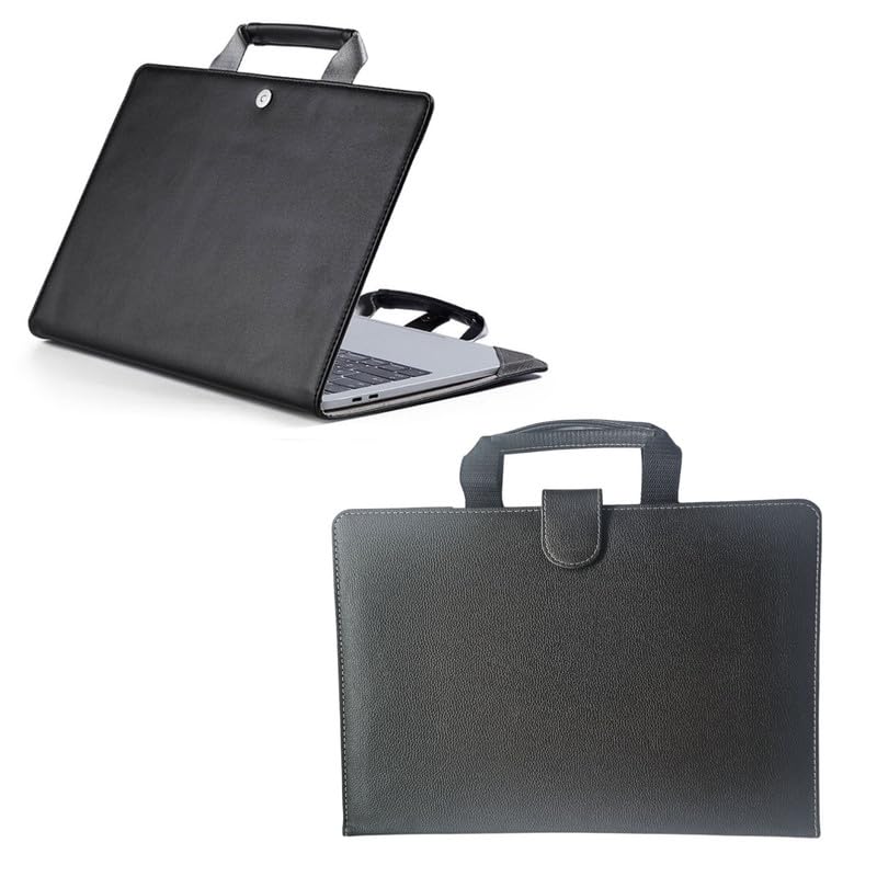 Dorca® Case for HP Envy x360 2-in-1 Laptop 13-bf0085TU, Premium PU Leather Folio Book Cover with Handle Anti Bump Buffer Design – Black