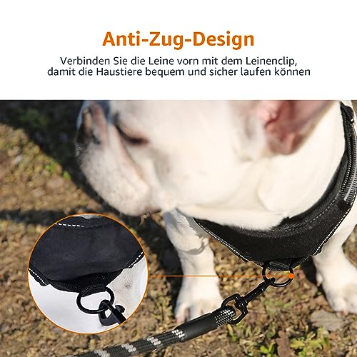 Amazon Basics Anti-Zieh-Hundegeschirr, verstellbar, weich gepolstert, mit reflektierenden Streifen, Schwarz, Größe Mittel