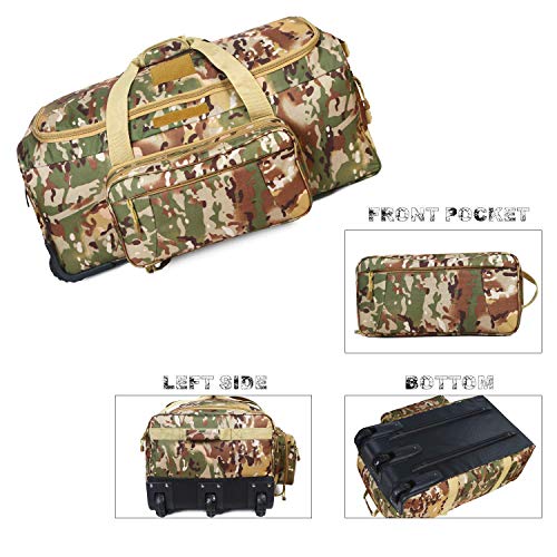 ARMYCAMO Rolling Loadout Luggage Bag with Wheels,Hockey Bag, Duffle Bag with Rollers,124L X-Large Heavy Duty Oversized Storage Bag,Tactical Wheeled Deployment Trolley Camping Bag