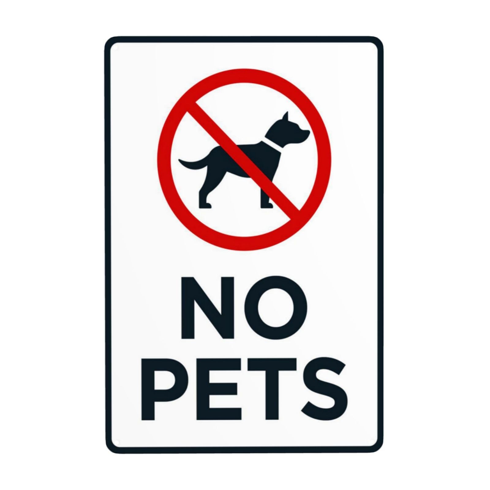 No Pets With Prohibited Graphic Vintage Metal Safety Warning Sign 12x8 Inch