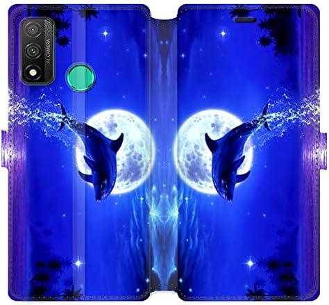 Case for Huawei P Smart (2020) Leather Dolphin Moon Design