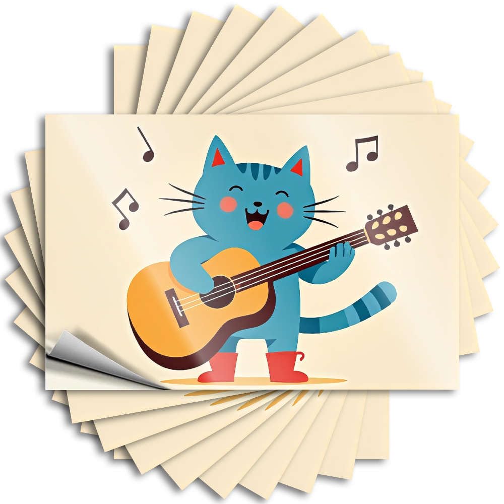 Positive, Tattoo Bottle A Happy Cat Playing Guitar. | Gamer Room Stuff(6X9CM)