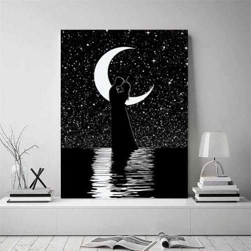 Affiche Noir et Blanc Silhouette Couple Décoration Murale Bureau 20x30