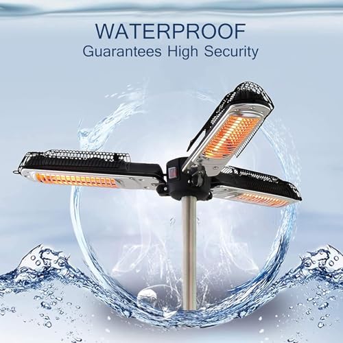Outdoor Patio Heater, Electric Umbrella Heater/Three-Level Heating Mode Adjustable/500W-1500W Power - Image 5