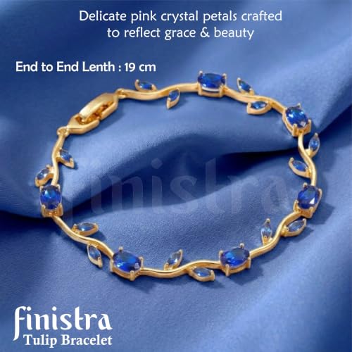Image of finistra Tulip Bracelet for Women Stylish | Gold Plated Crystal Floral Jewellery | Adjustable Chain for Women & Girls Stylish | Elegant Tulip Bracelet for Women, Party & Daily Wear Accessory