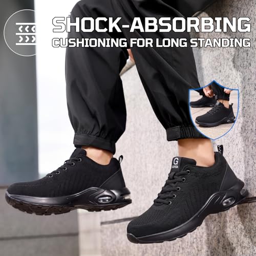 Image of Steel Toe Shoes for Men Lightweight Safety Work Shoes with Kevlar Puncture Resistant Midsole Comfortable Low Top Work Shoes for Warehouse Factory Light Construction