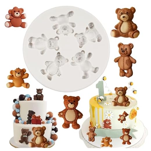 FCKEMLDS Bear Silicone Fondant Molds Bear Candy Chocolate Molds For Cake Decoration Cupcake Topper Chocolate Candy Polymer Clay Gum Paste