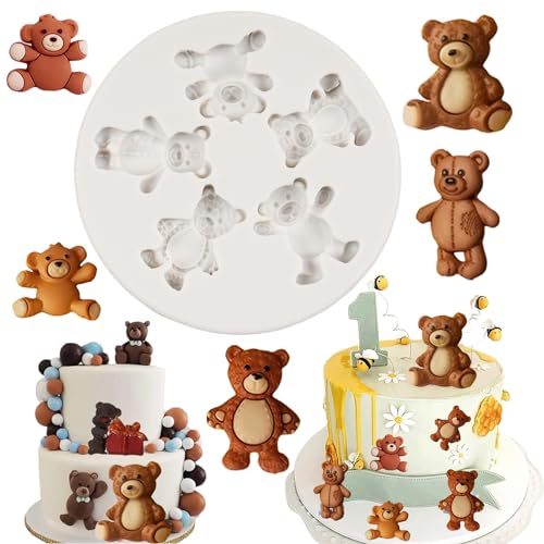 FCKEMLDS Bear Silicone Fondant Molds Bear Candy Chocolate Molds For Cake Decoration Cupcake Topper Chocolate Candy Polymer Clay Gum Paste